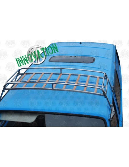 VW T25 Silver Powder Coated Steel Roof Rack with Solid Beech Slats 0.6m