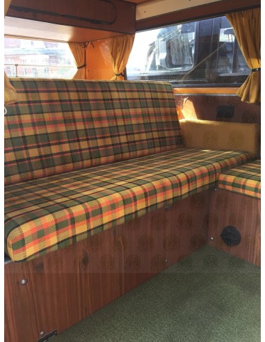 Westfalia Helsinki Full width rock and roll seat backrest cover yellow plaid