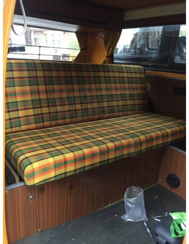 Westfalia Helsinki Full width rock and roll seat backrest cover yellow plaid