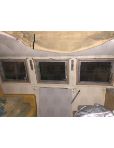 Westfalia Split Screen curtain set 15 pcs white yellow and brown chequered 2