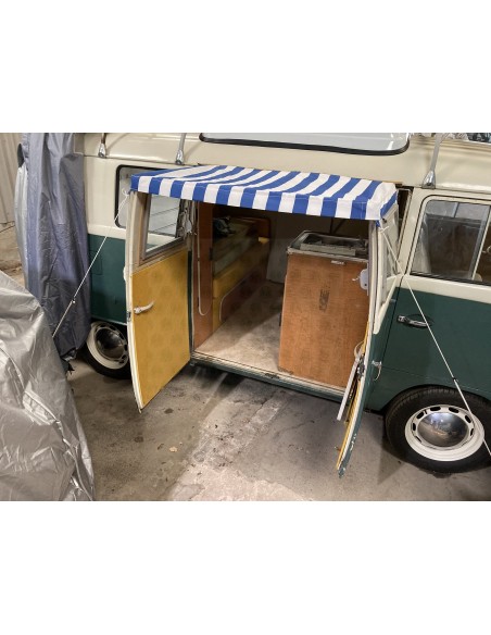 VW T2 Splits Screen Sun Canopy for Cargo Doors in Blue and White