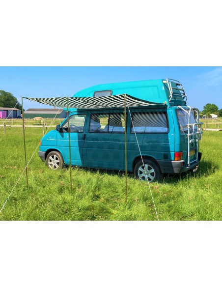 Campervan Caravan Awning Sun Canopy Green & White 2.6 x 2m