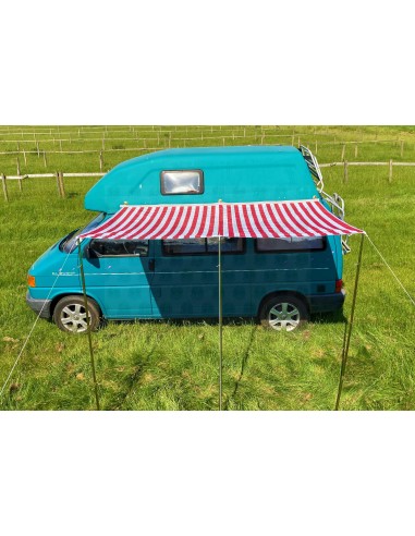 Campervan Caravan Awning Sun Canopy Red & White 2.6 x 2m