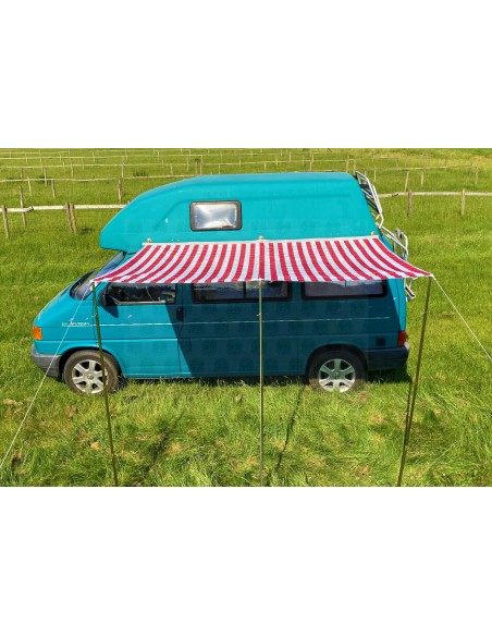 Campervan Caravan Awning Sun Canopy Red & White 2.6 x 2m