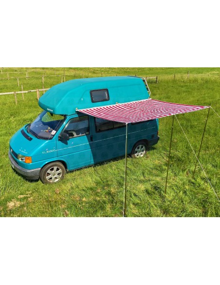 Campervan Caravan Awning Sun Canopy Red & White 2.6 x 2m
