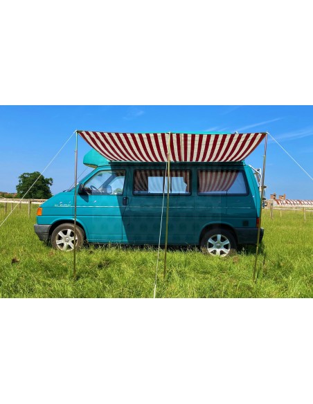 Campervan Caravan Awning Sun Canopy Red & White 2.6 x 2m
