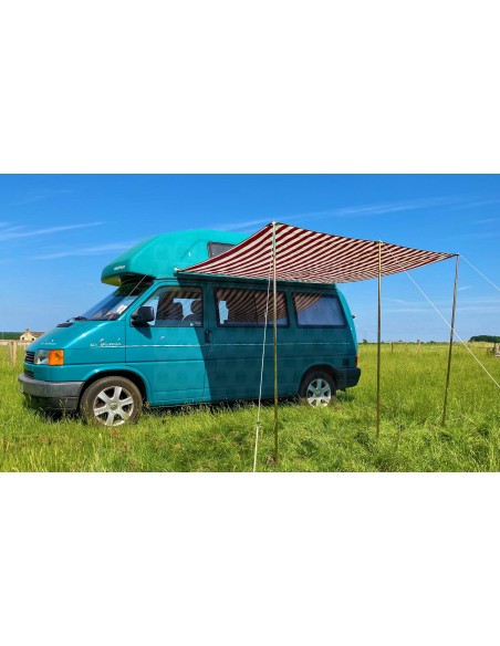 Campervan Caravan Awning Sun Canopy Red & White 2.6 x 2m