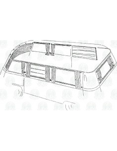 Westfalia Early Bay Curtain Set 12 Pieces White, Yellow and Brown Chequered for Bays with Aluminium Curtain Tracks 2