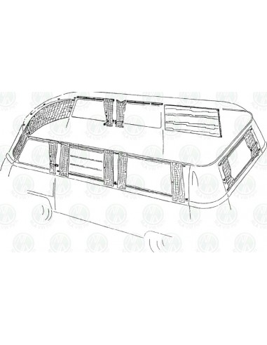 Westfalia Early Bay Curtain Set 12 Pieces White, Yellow and Brown Chequered for Bays with Aluminium Curtain Tracks