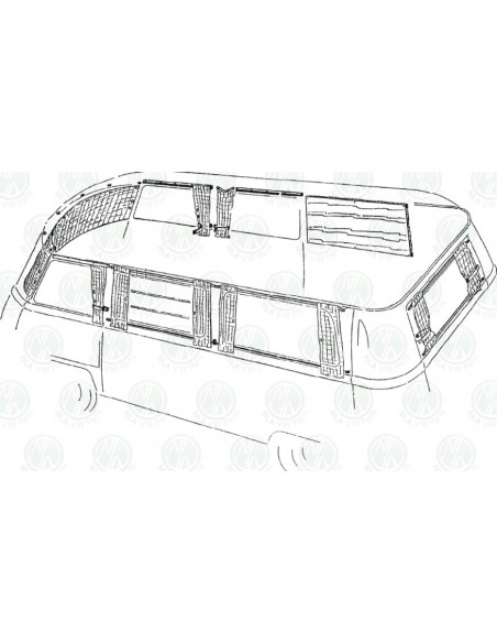 Westfalia Early Bay Curtain Set 12 Pieces White, Yellow and Brown Chequered for Bays with Aluminium Curtain Tracks