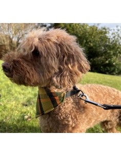 NLA Westfalia yellow plaid material dog bandana large 2
