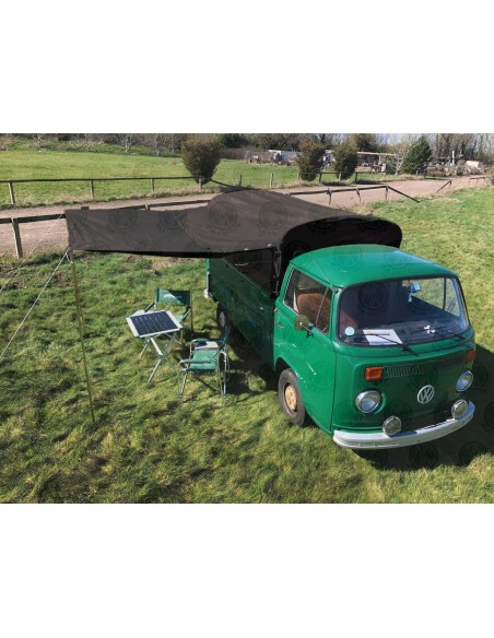 Heavy Duty Waterproof Black Cotton Side Sun Canopy fits Original Pick Up Canvas on VW T2 Bay Crew/Double Cab