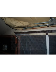 VW T25 RHD Sliding Door Mosquito Net with Middle Zip in Brown 2