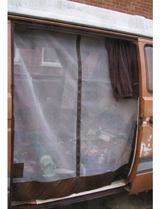 VW T25 RHD Sliding Door Mosquito Net with Middle Zip in Brown