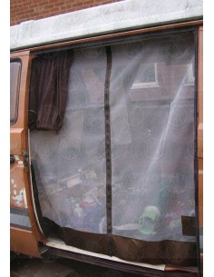 VW T25 LHD Sliding Door Mosquito Net with Middle Zip in Brown