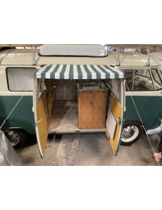 VW T2 Splits Screen Sun Canopy for Cargo Doors in Green and White