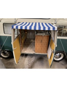 VW T2 Splits Screen Sun Canopy for Cargo Doors in Blue and White