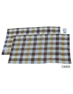 Westfalia Rear Window Curtain for VW T2 Bay in White & Yellow Check