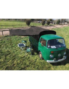 Heavy Duty Waterproof Black Cotton Side Sun Canopy fits Original Pick Up Canvas on VW T2 Splits Crew/Double Cab
